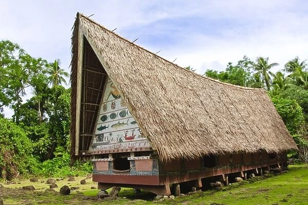 Mens meeting house at Belau National Museum Koror, Republic of Palau, Pacific