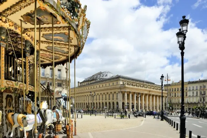 Framed Print : Merry go round on Allees de Tourny looking towards the National Opera House (Opera National De Bordeaux), Bordeaux, UNESCO World Heritage Site, Gironde, Aquitaine, France, Europe Framed Print : Merry go round on Allees de Tourny looking towards the National Opera House (Opera National De Bordeaux), Bordeaux, UNESCO World Heritage Site, Gironde, Aquitaine, France, Europe