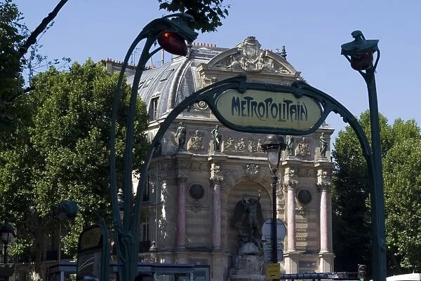 Metro entrance, Boulevard St. Michel, Paris, France, Europe