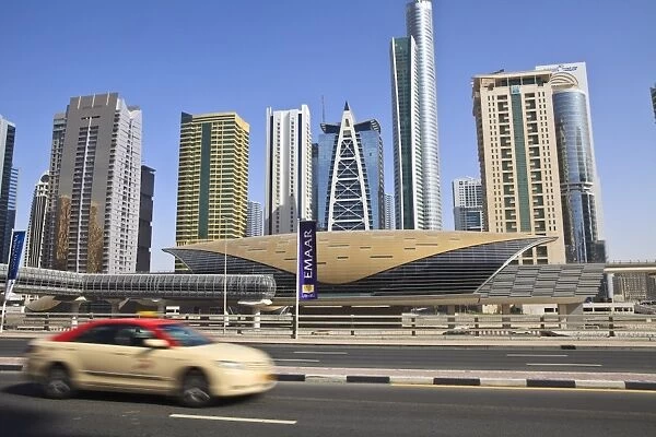 Metro station, Sheikh Zayed Road, Dubai, United Arab Emirates, Middle East