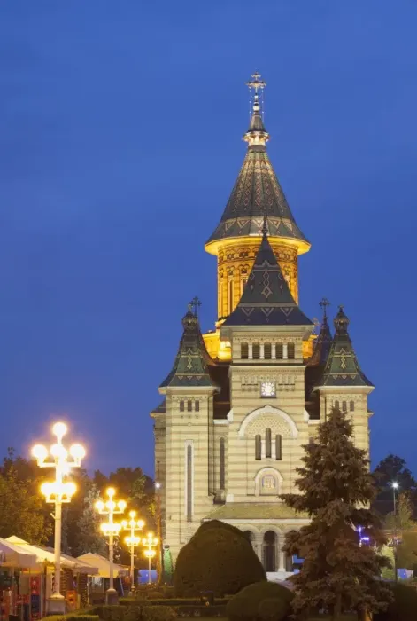 Framed Print : Metropolitan Cathedral in Piata Victoriei at dusk, Timisoara, Banat, Romania, Europe Framed Print : Metropolitan Cathedral in Piata Victoriei at dusk, Timisoara, Banat, Romania, Europe