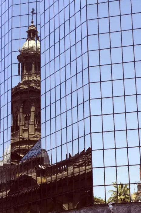Framed Print : The Metropolitan Cathedral reflected in modern building, Plaza de Armas Framed Print : The Metropolitan Cathedral reflected in modern building, Plaza de Armas