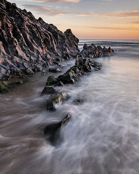 Mewslade Bay at sunset, Gower Peninsula, South Wales, United Kingdom, Europe
