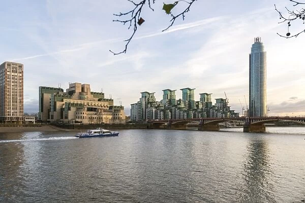 The MI5 Building, St. Georges Tower, Vauxhall Bridge and the River Thames, London