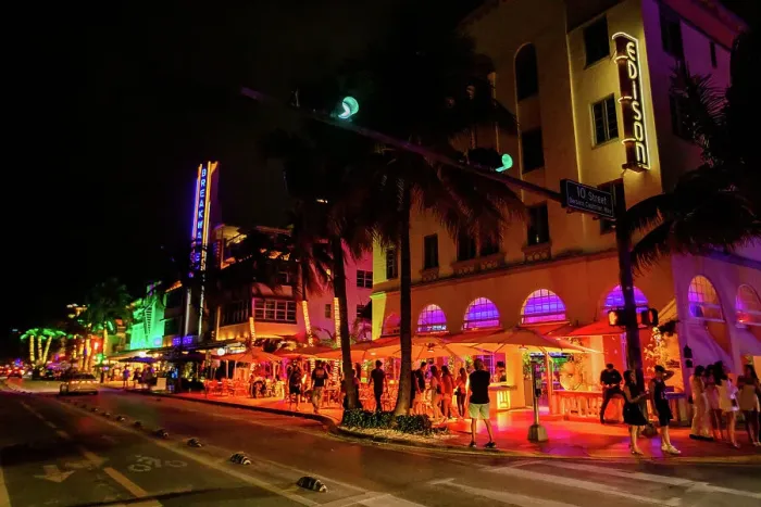 Framed Print : Miami streets at night, Miami, Florida, United States of America, North America Framed Print : Miami streets at night, Miami, Florida, United States of America, North America