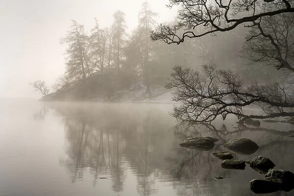 Mid-winter mist over Ullswater, Lake District National Park, UNESCO World Heritage Site