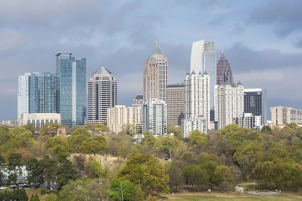Midtown skyline from Piedmont Park, Atlanta, Georgia, United States of America, North America