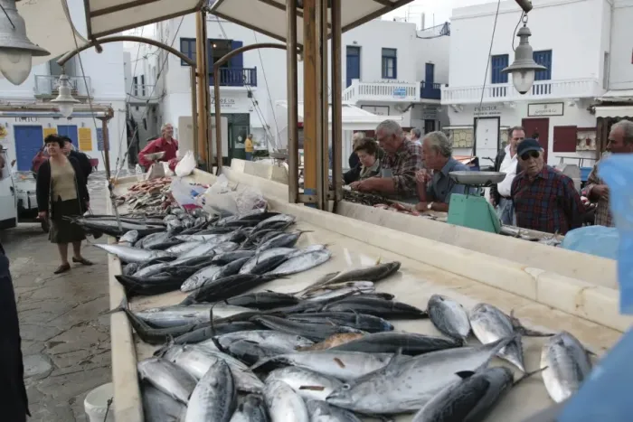 Framed Print : Mikonos fish market, Cyclades, Greek Islands, Greece, Europe Framed Print : Mikonos fish market, Cyclades, Greek Islands, Greece, Europe