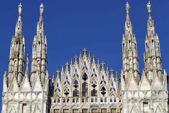 Framed Print : Milan Cathedral. The west facade of the Duomo. The Gothic style cathedral is dedicated to Framed Print : Milan Cathedral. The west facade of the Duomo. The Gothic style cathedral is dedicated to