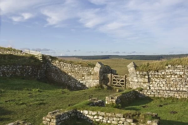 Milecastle 37 looking west, Hadrians Wall, UNESCO World Heritage Site, Northumbria National Park