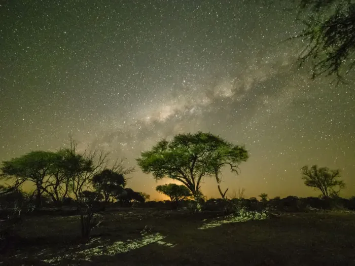 Framed Print : The milky way over acacia trees at night in the Okavango Delta, Botswana, Africa Framed Print : The milky way over acacia trees at night in the Okavango Delta, Botswana, Africa