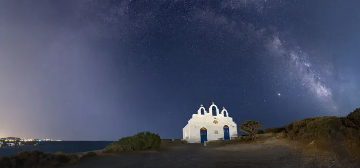 Framed Print : Milky Way arches above Agios Georgios on Paros Island, Cyclades, Greek Islands, Greece Framed Print : Milky Way arches above Agios Georgios on Paros Island, Cyclades, Greek Islands, Greece