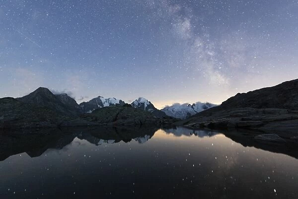 Milky Way on Piz Bernina, Fuorcla Surlej, Corvatsch, Engadine, Canton of Graubunden
