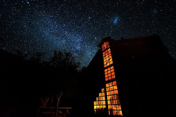 Milky way over Refugio Tinquilco, Huerquehue National Park, Pucon, Chile, South America