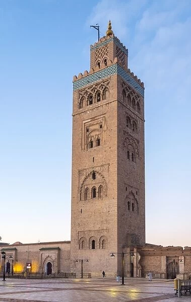 Minaret of the 12th century Koutoubia Mosque at dawn, UNESCO World Heritage Site