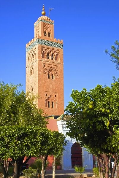 Minaret, Koutoubia Mosque dating from 1147, UNESCO World Heritage Site, Marrakech, Morocco, North Africa, Africa