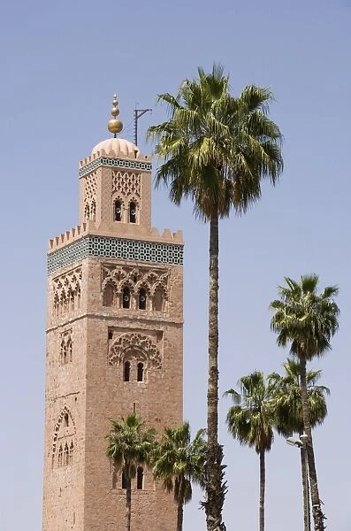 Minaret and palm trees