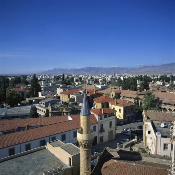 Framed Print : Minaret and skyline of Turkish Cypriot North Nicosia with Kyrenia mountains in distance Framed Print : Minaret and skyline of Turkish Cypriot North Nicosia with Kyrenia mountains in distance