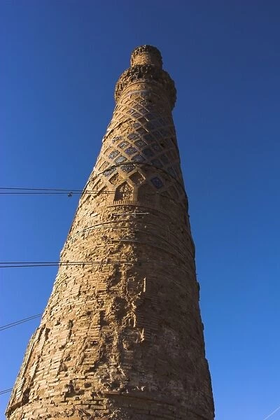 Minaret supported by steel cables to prevent it from collapse, a project undertaken by UNESCO