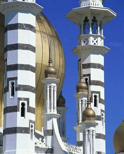Minarets and dome of the Ubudiah Mosque at Kuala Kangsar, Perak State, Malaysia