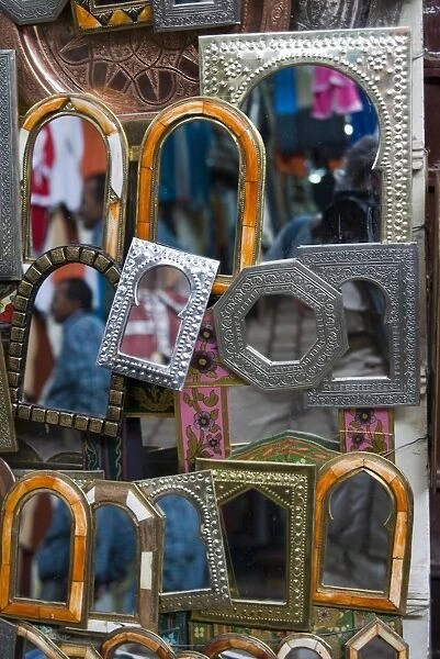Mirrors for sale in the souk, Marrakech (Marrakesh), Morocco, North Africa, Africa