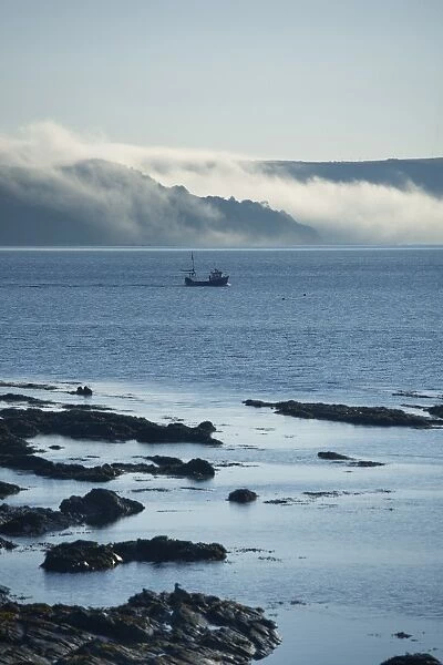 Mist rolling from the hills at dawn, Looe, Cornwall, England, United Kingdom, Europe