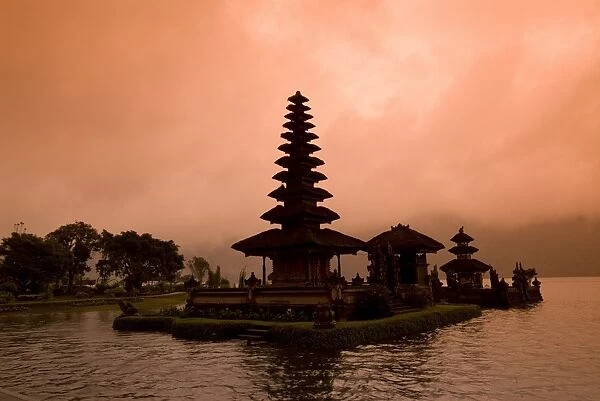 Misty sunrise at Pura Ulun Danu Bratan (Buddhist Temple), Danau Bratan