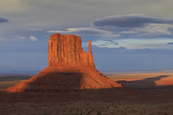 Framed Print : One of the Mittens at dusk casts a long shadow, Monument Valley Navajo Tribal Park, Utah and Arizona border, United States of America, North America Framed Print : One of the Mittens at dusk casts a long shadow, Monument Valley Navajo Tribal Park, Utah and Arizona border, United States of America, North America