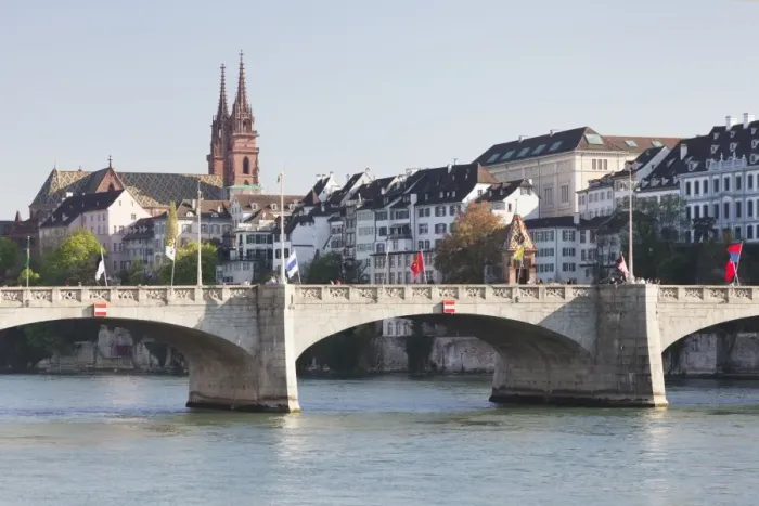 Framed Print : Mittlere Rheinbrucke Bridge and Cathedral, Grossbasel, Basel, Canton Basel Stadt, Switzerland, Europe Framed Print : Mittlere Rheinbrucke Bridge and Cathedral, Grossbasel, Basel, Canton Basel Stadt, Switzerland, Europe