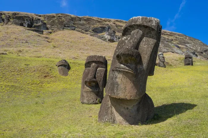 Framed Print : Moai heads of Easter Island, Rapa Nui National Park, UNESCO World Heritage Site Framed Print : Moai heads of Easter Island, Rapa Nui National Park, UNESCO World Heritage Site