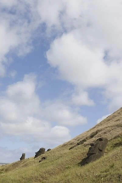 Moai quarry, Ranu Raraku Volcano, Easter Island (Rapa Nui), Chile, South America