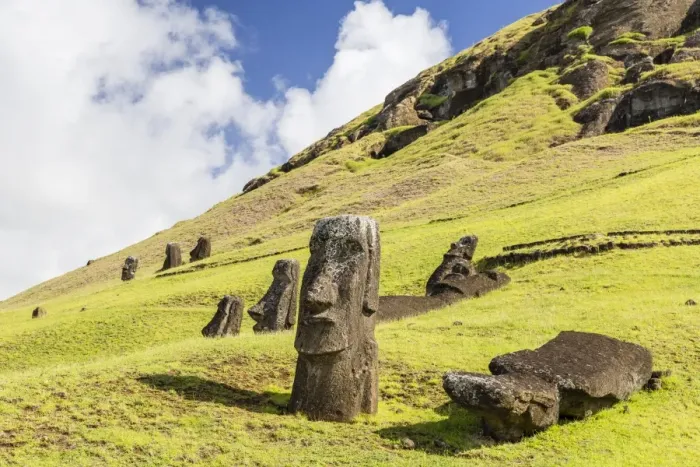Framed Print : Moai sculptures in various stages of completion at Rano Raraku, the quarry site for all moai on Easter Island, Rapa Nui National Park, UNESCO World Heritage Site, Easter Island (Isla de Pascua), Chile, South America Framed Print : Moai sculptures in various stages of completion at Rano Raraku, the quarry site for all moai on Easter Island, Rapa Nui National Park, UNESCO World Heritage Site, Easter Island (Isla de Pascua), Chile, South America