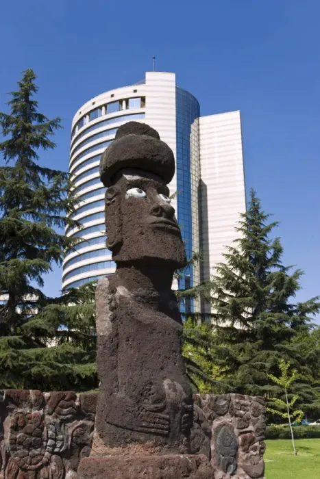 Framed Print : Moai statue in central Santiago, Chile, South America Framed Print : Moai statue in central Santiago, Chile, South America
