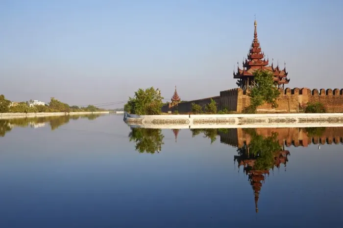 Framed Print : Moat and palace, Mandalay Palace, Mandalay, Myanmar (Burma), Asia