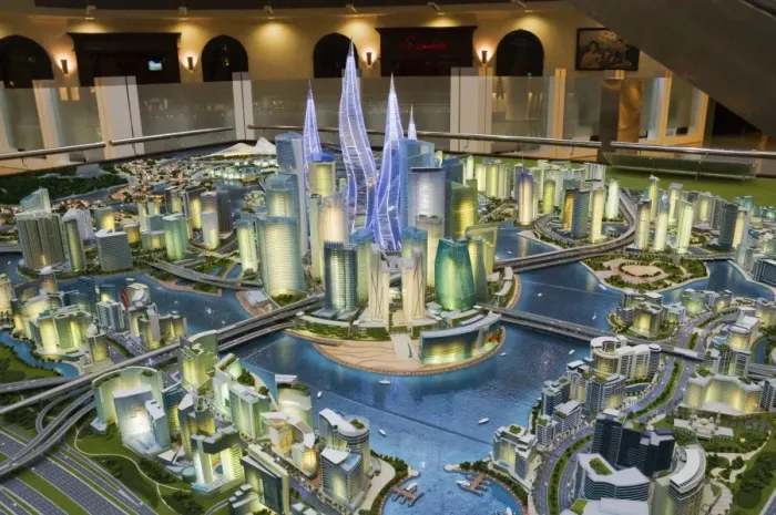 Framed Print : Model of The Lagoons, Dubai, United Arab Emirates, Middle East Framed Print : Model of The Lagoons, Dubai, United Arab Emirates, Middle East