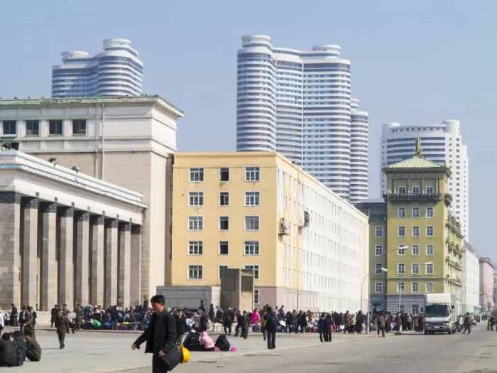 Framed Print : Modern apartment buildings next to Kim Il Sung Square, Pyongyang, Democratic Peoples Republic of Korea (DPRK), North Korea, Asia Framed Print : Modern apartment buildings next to Kim Il Sung Square, Pyongyang, Democratic Peoples Republic of Korea (DPRK), North Korea, Asia