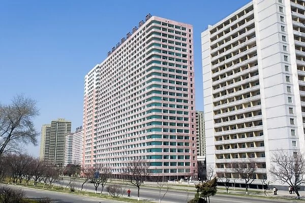 Modern apartment buildings, Pyongyang, Democratic Peoples Republic of Korea (DPRK), North Korea, Asia