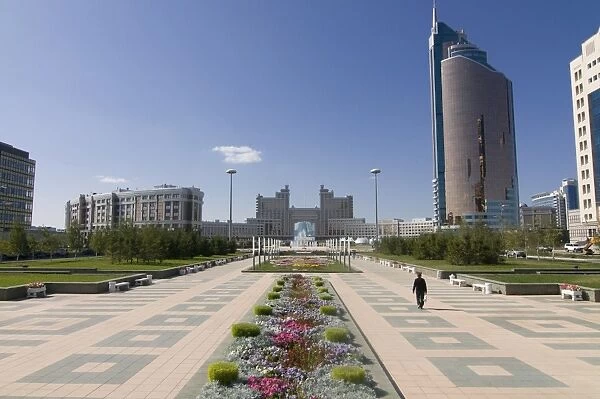 Modern architecture near the Bayterek Tower, Astana, Kazakhstan, Central Asia