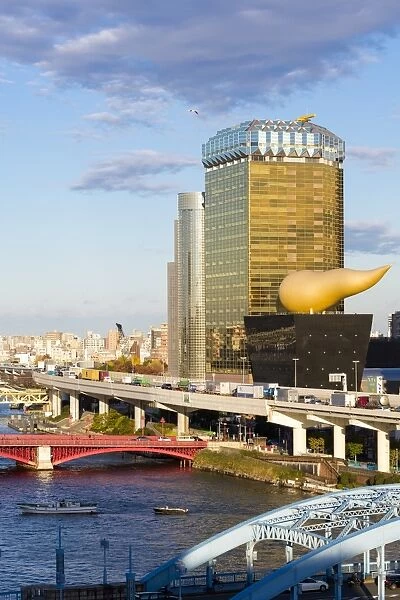 Modern architecture along the Sumida River, Tokyo, Japan, Asia