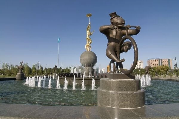 Modern fountain, Astana, Kazakhstan, Central Asia, Asia