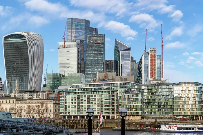 Framed Print : Modern London skyline with skyscrapers and clear blue sky, London, England, United Kingdom, Europe Framed Print : Modern London skyline with skyscrapers and clear blue sky, London, England, United Kingdom, Europe