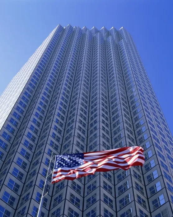 Framed Print : Modern office block with the Stars & Stripes, Miami, Florida, United States of America Framed Print : Modern office block with the Stars & Stripes, Miami, Florida, United States of America