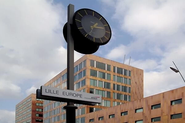 Modern office blocks outside Lille Europe station, Euralille, Lille, Nord, France, Europe