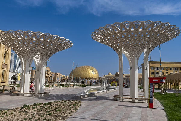 Modern pedestrian zone in Turkistan, Kazakhstan, Central Asia, Asia