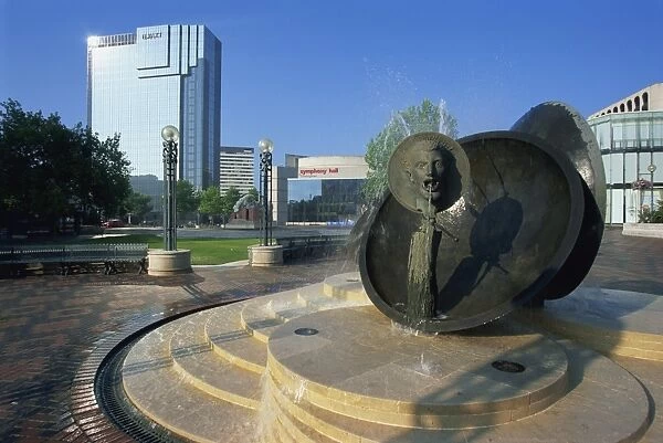 Modern sculpture and fountain, Centenary Square, city centre, Birmingham