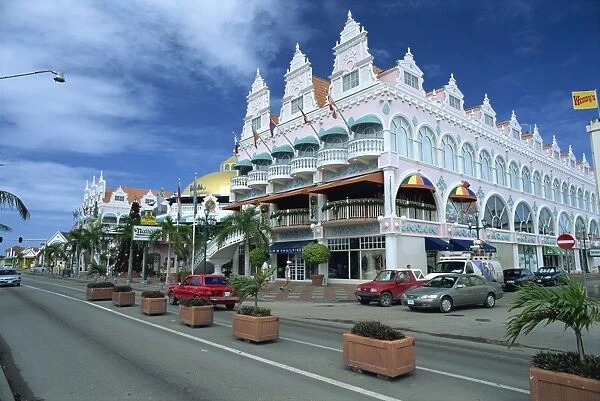 Modern shopping centre in Dutch colonial style, Oranjestad, Aruba, West Indies