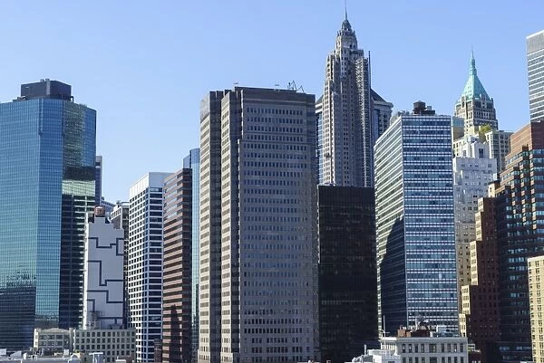 Modern skyscrapers in Lower Manhattans Financial District, New York City, New York, United States of America, North America
