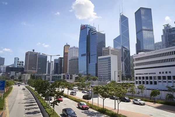 Modern towers along the harbour front on Hong Kong Island, Hong Kong, China, Asia