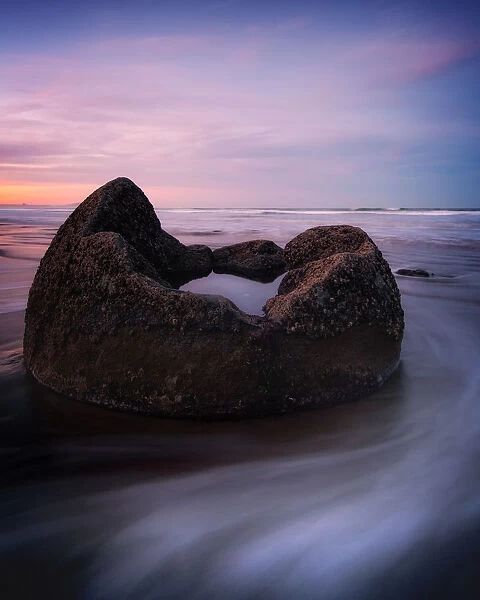 Moeraki Boulders at sunset, South Island, New Zealand, Australasia