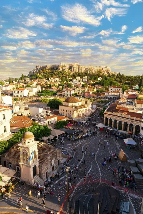 Framed Print : Monastiraki Square with the Acropolis and Parthenon on background, Athens, Attica, Greece Framed Print : Monastiraki Square with the Acropolis and Parthenon on background, Athens, Attica, Greece